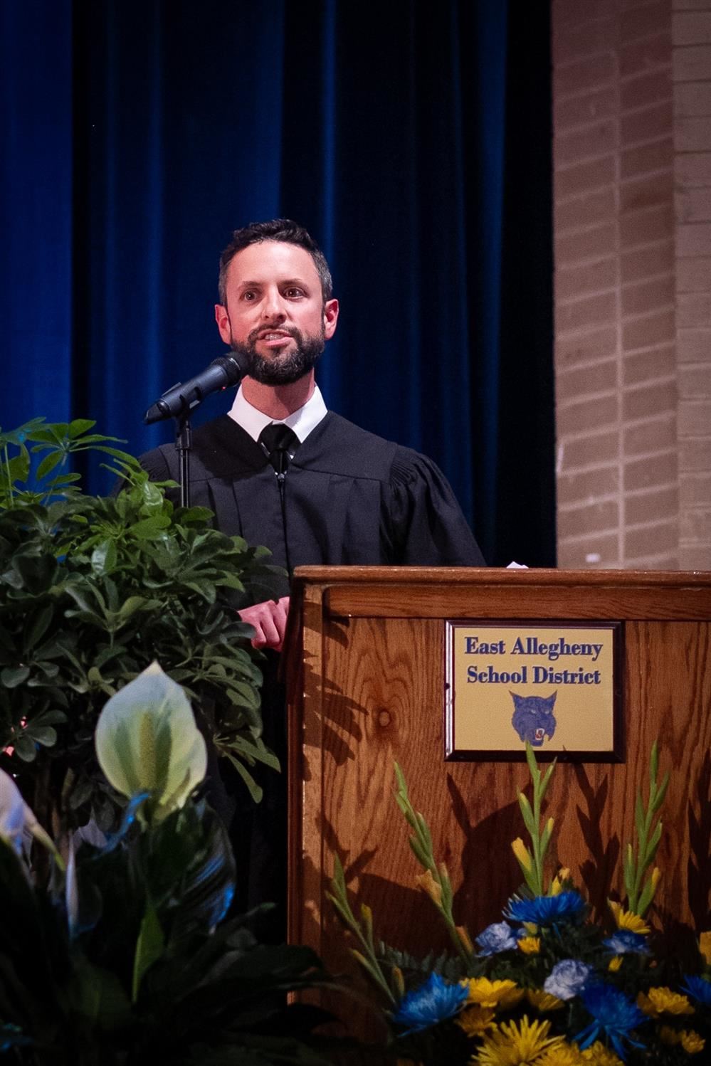 Superintendent Joseph DiLucente gives welcome speech at graduation